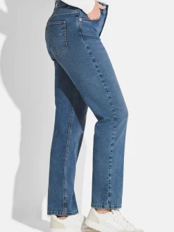 Goldner Damen Stretchjeans in hellblau