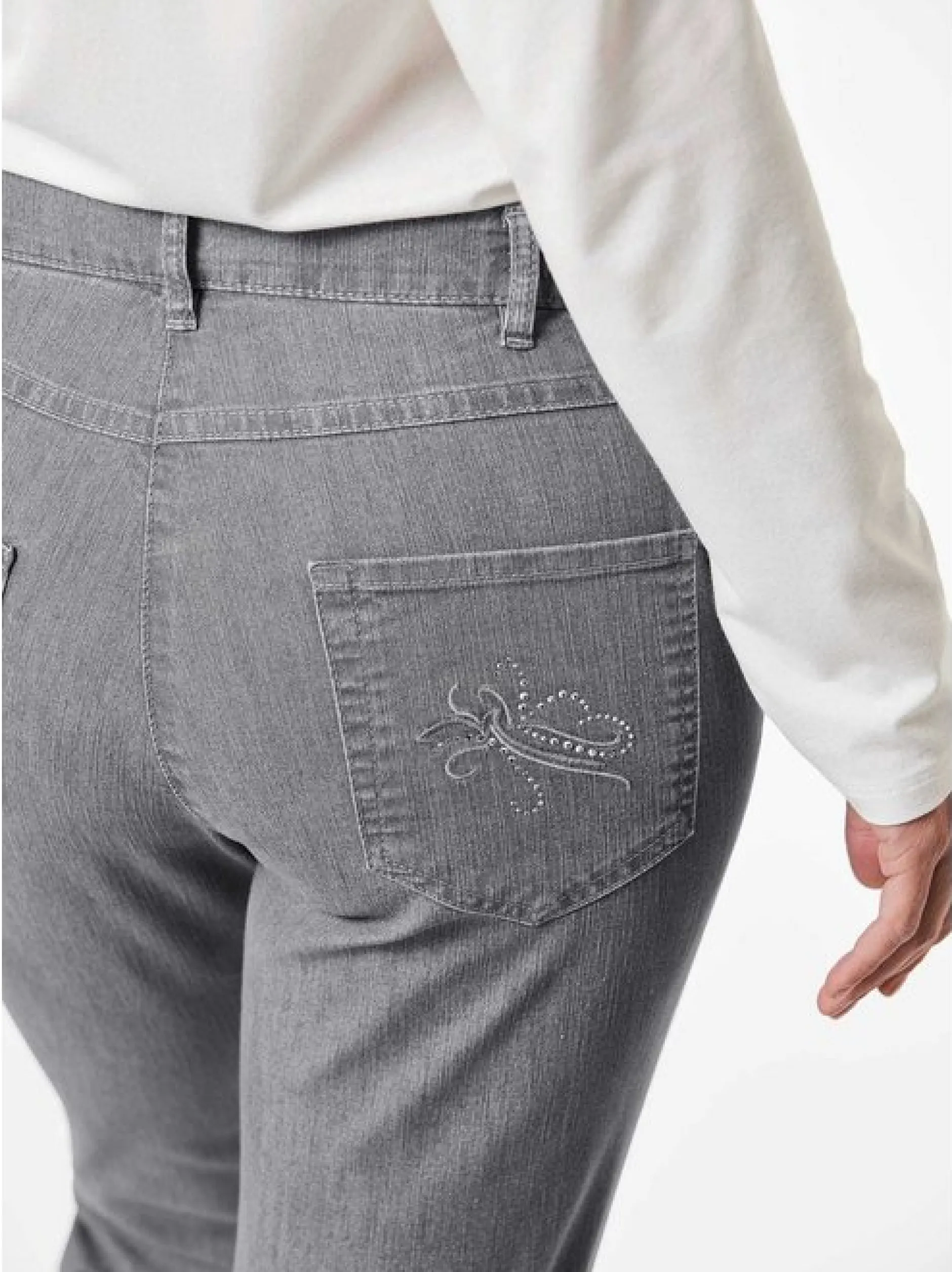 Goldner Damen Stretchjeans in grau
