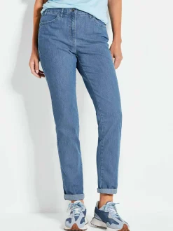 Goldner Damen Stretchjeans in hellblau