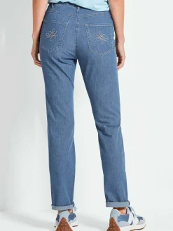Goldner Damen Stretchjeans in hellblau
