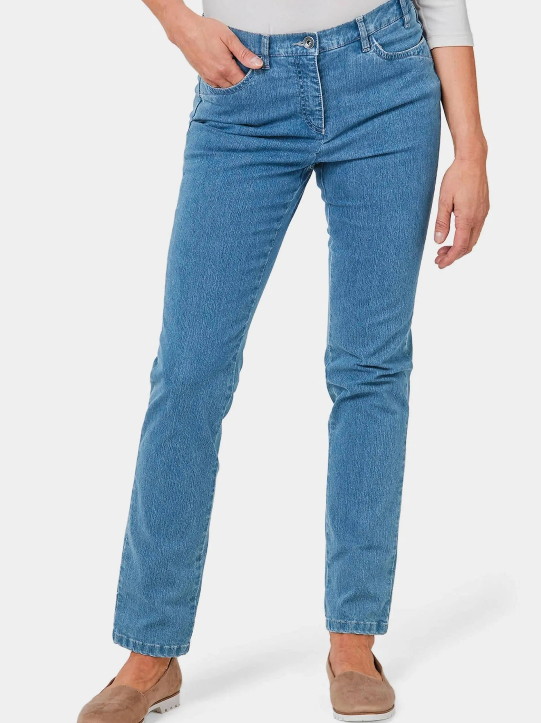 Goldner Damen Stretchjeans in hellblau