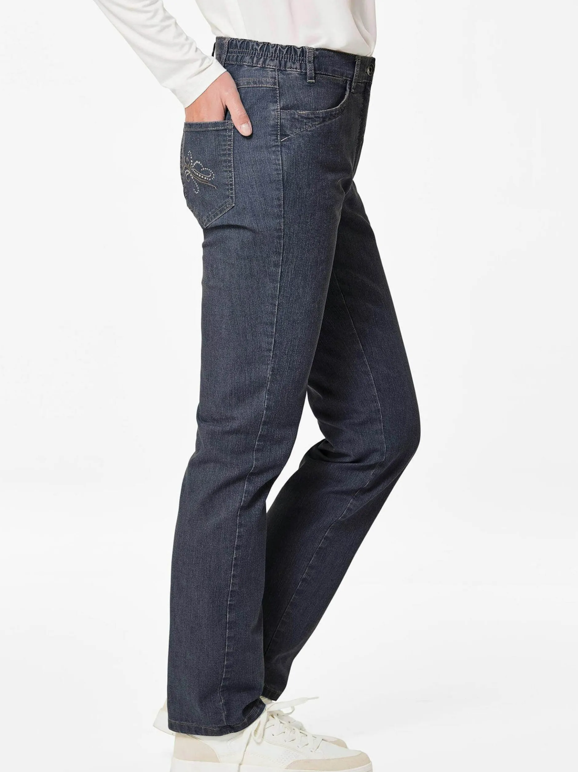Goldner Damen Stretchjeans in blau