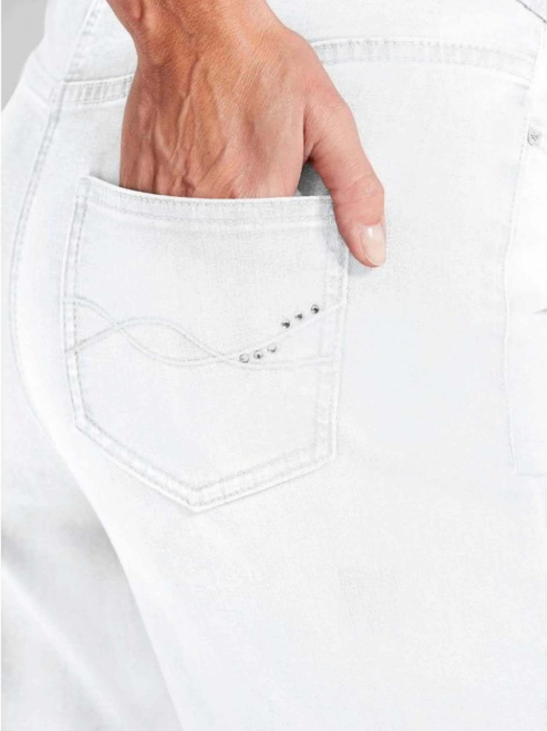 Goldner Damen Stretchjeans in weiß