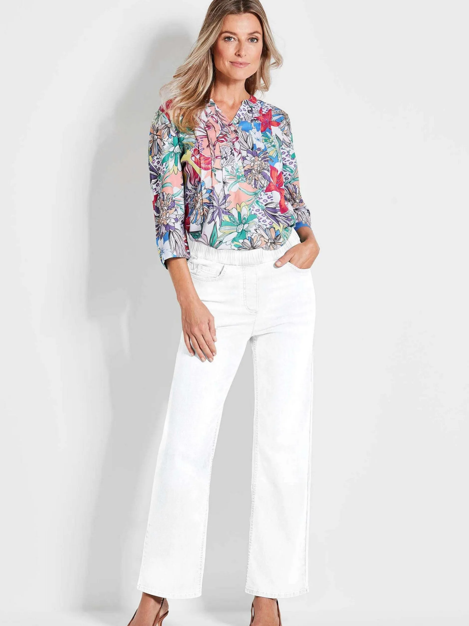 Goldner Damen Stretchjeans in weiß