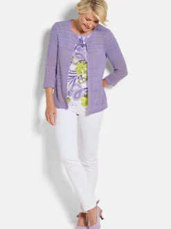 Goldner Damen Strickjacke in flieder