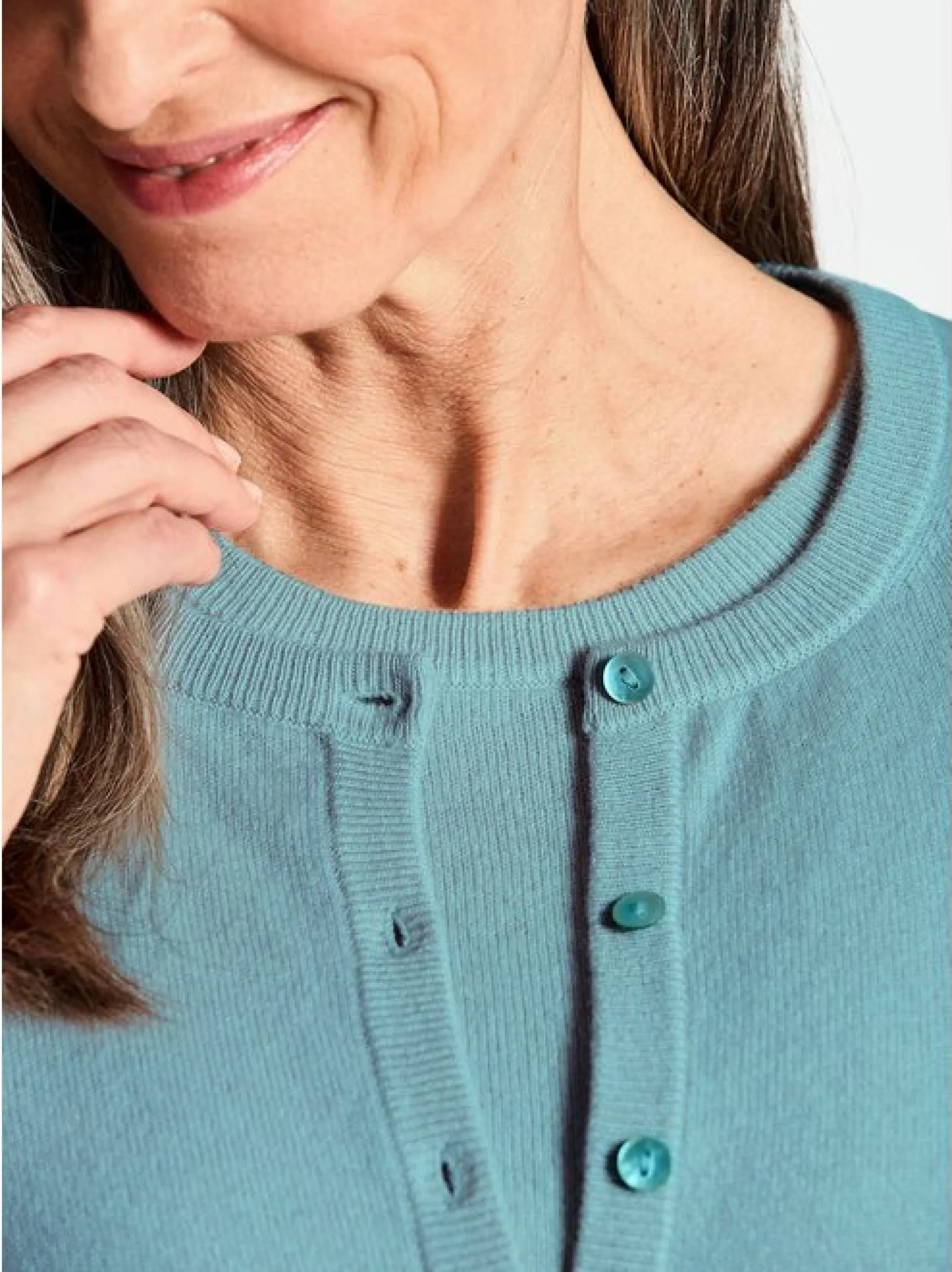 Goldner Damen Strickjacken in aqua - Ärmel: langarm