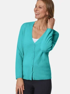 Goldner Damen Strickjacken - Kurzgröße in aqua