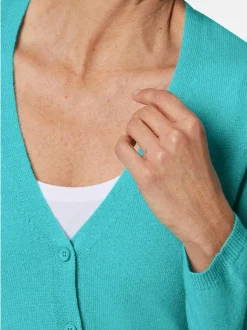 Goldner Damen Strickjacken - Kurzgröße in aqua