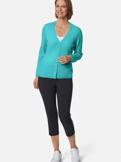Goldner Damen Strickjacken - Kurzgröße in aqua