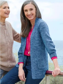 Goldner Damen Strickjacken - Kurzgröße in blau
