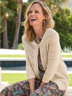 Goldner Damen Strickjacken - Kurzgröße in beige