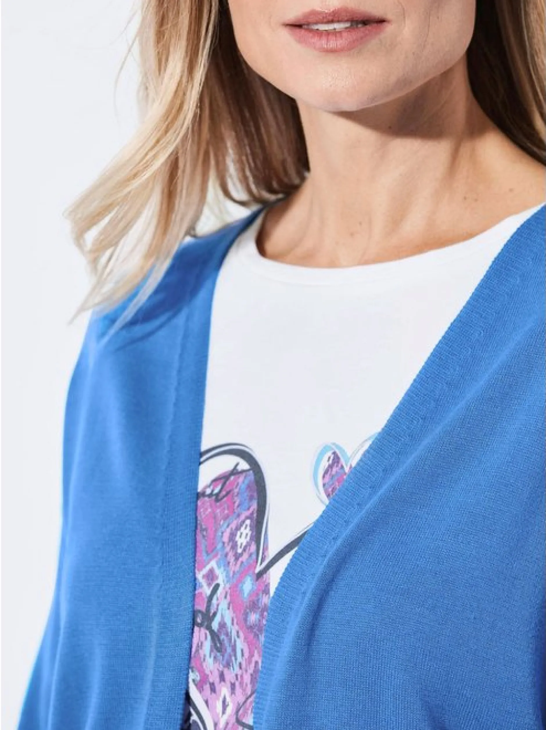 Goldner Damen Strickjacken - Kurzgröße in blau