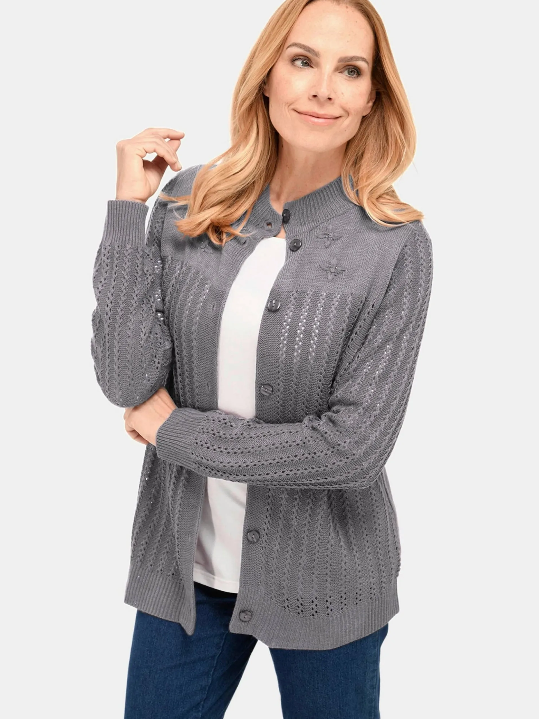 Goldner Damen Strickjacken - Kurzgröße in melange