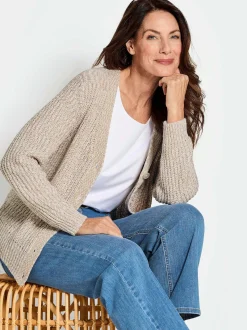 Goldner Damen Strickjacken - Kurzgröße in weiß