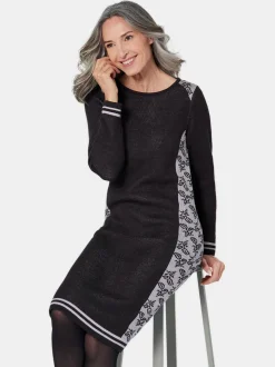 Goldner Damen Strickkleider in schwarz
