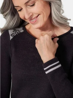 Goldner Damen Strickkleider in schwarz