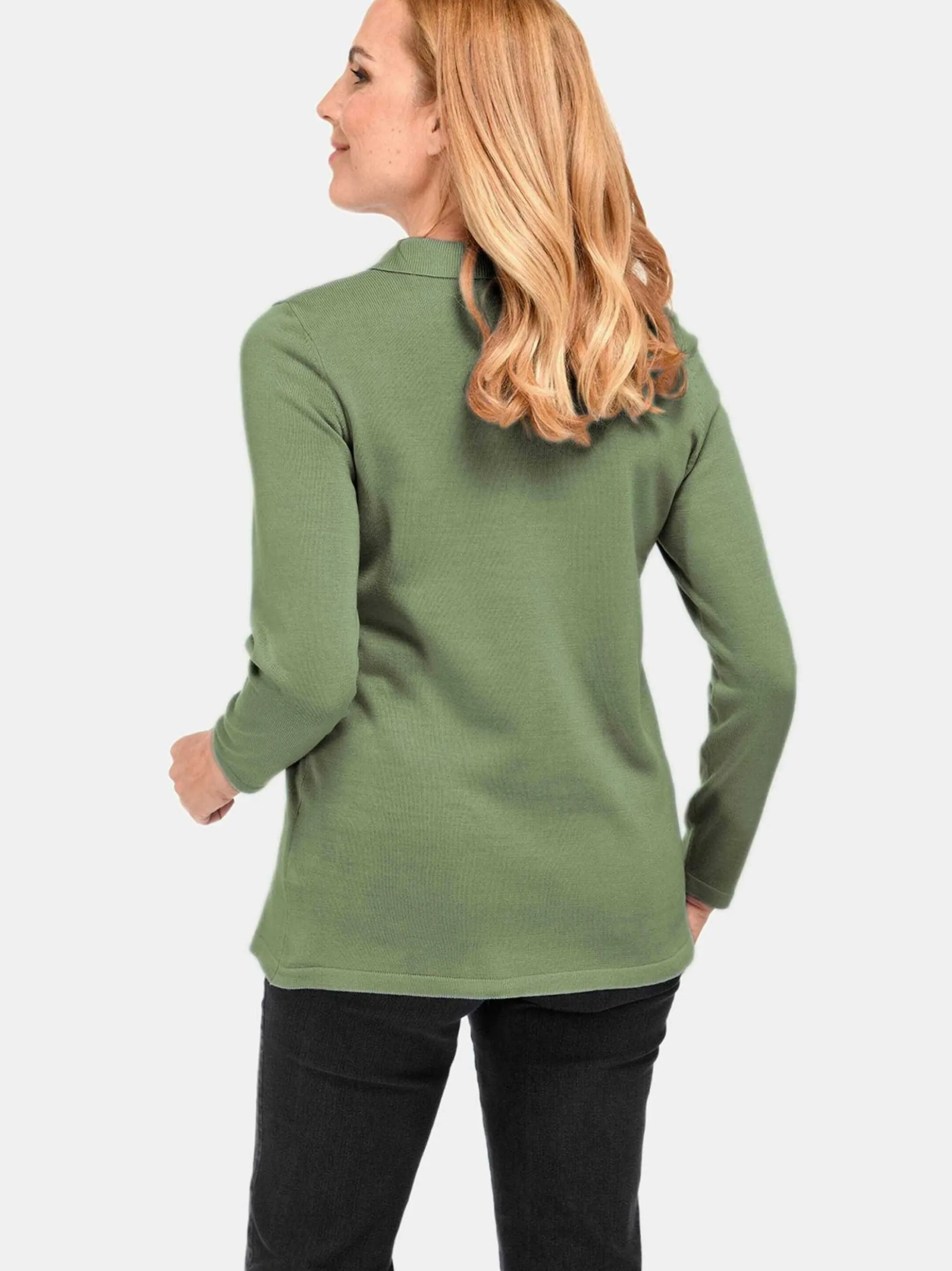 Goldner Damen Strickpullover - Kurzgröße in grün