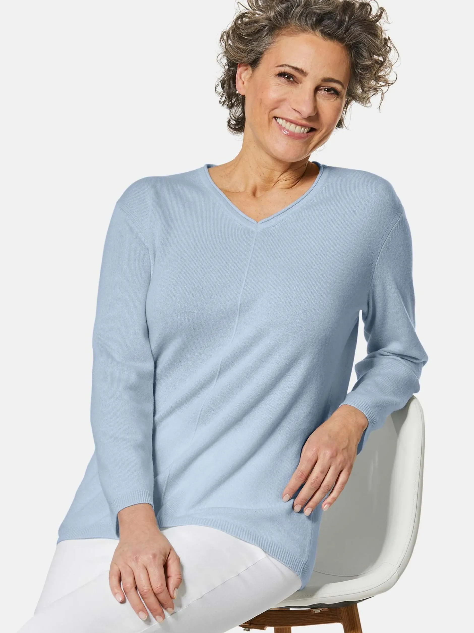 Goldner Damen Strickpullover in hellblau