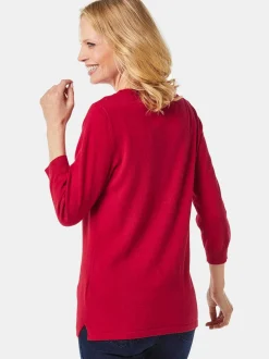 Goldner Damen Strickpullover in rot - Ausschnitt: U-Boot