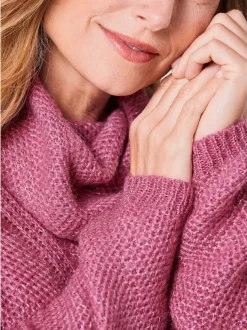 Goldner Damen Strickpullover - Kurzgröße in bordeaux