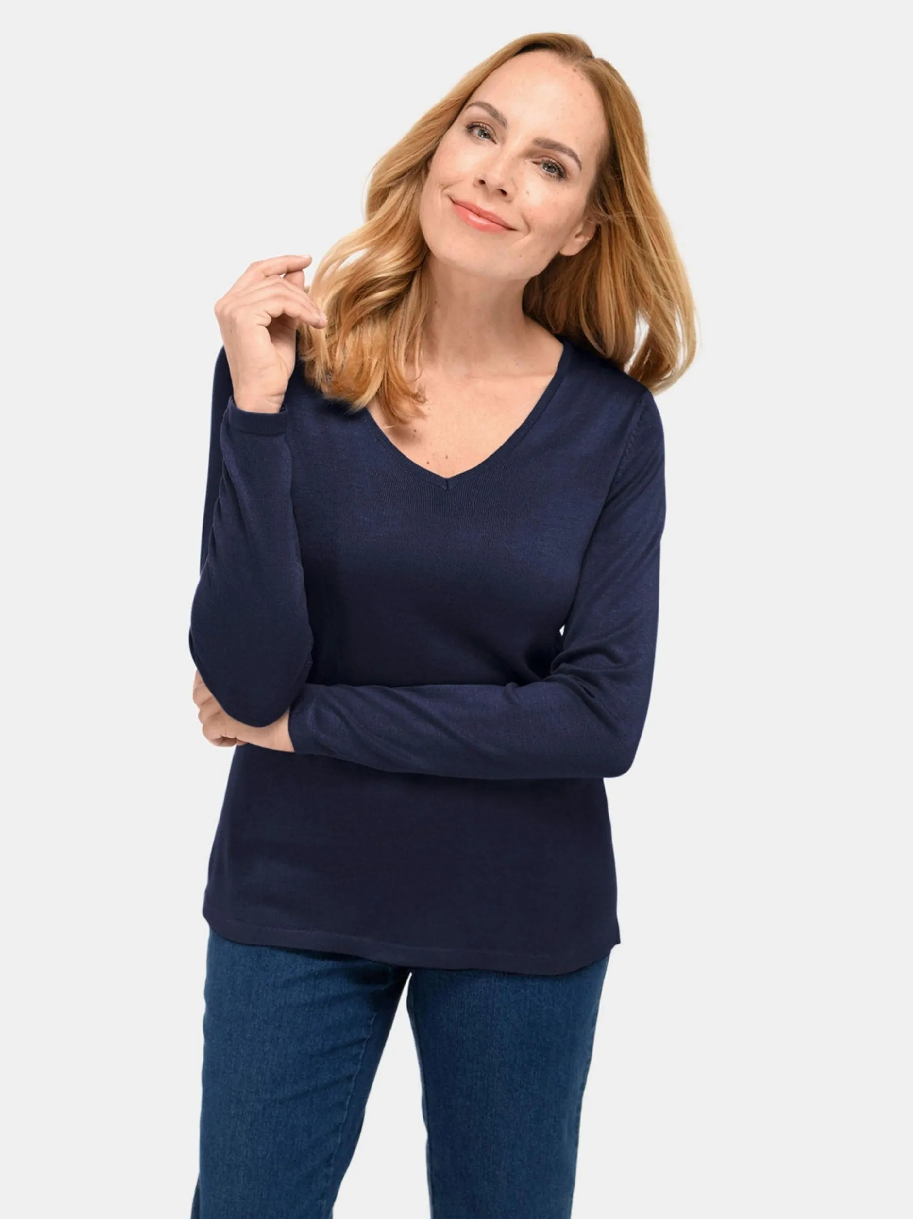 Goldner Damen Strickpullover in blau - Ärmel: langarm