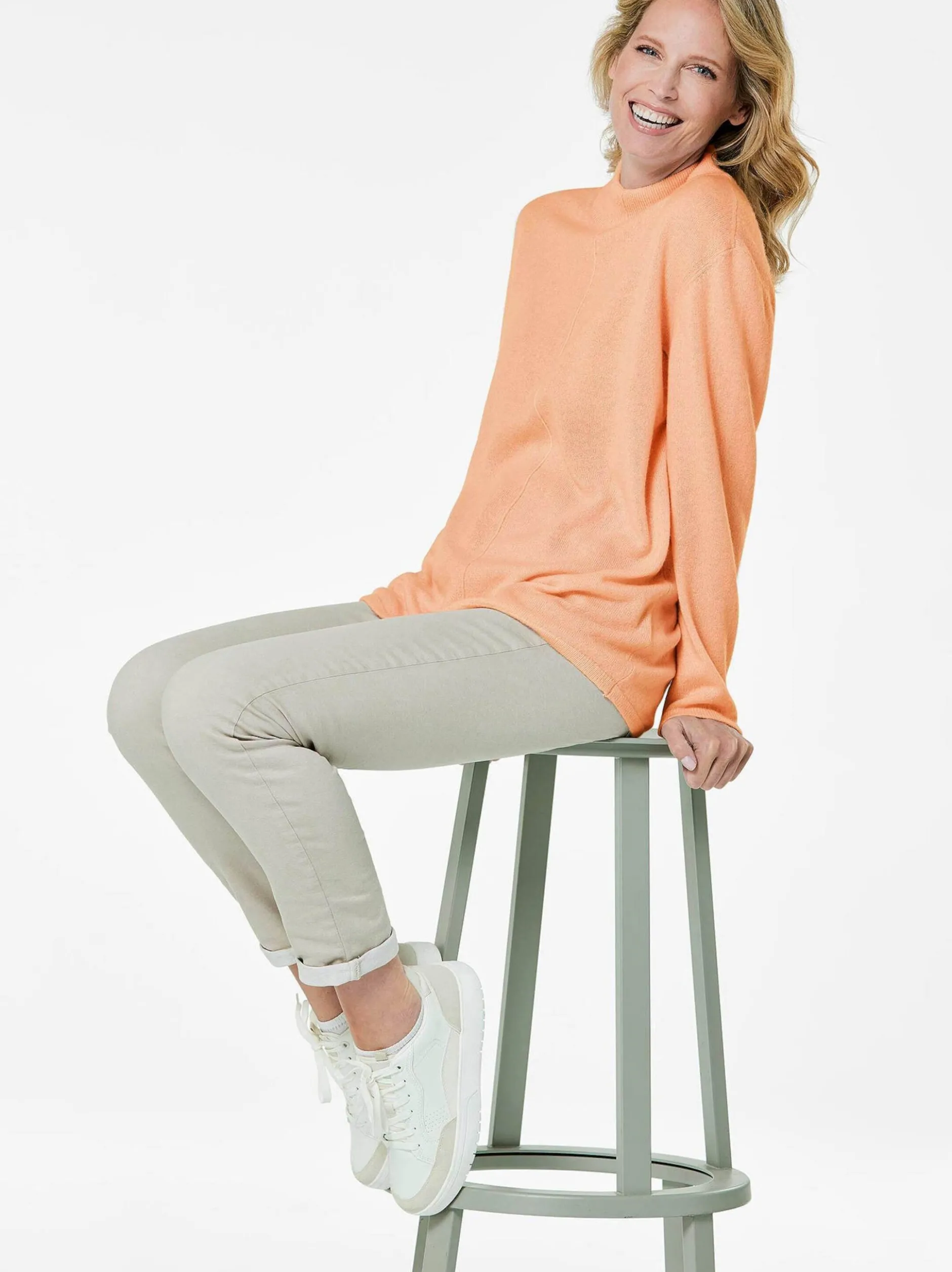 Goldner Damen Strickpullover in orange - Ärmel: langarm