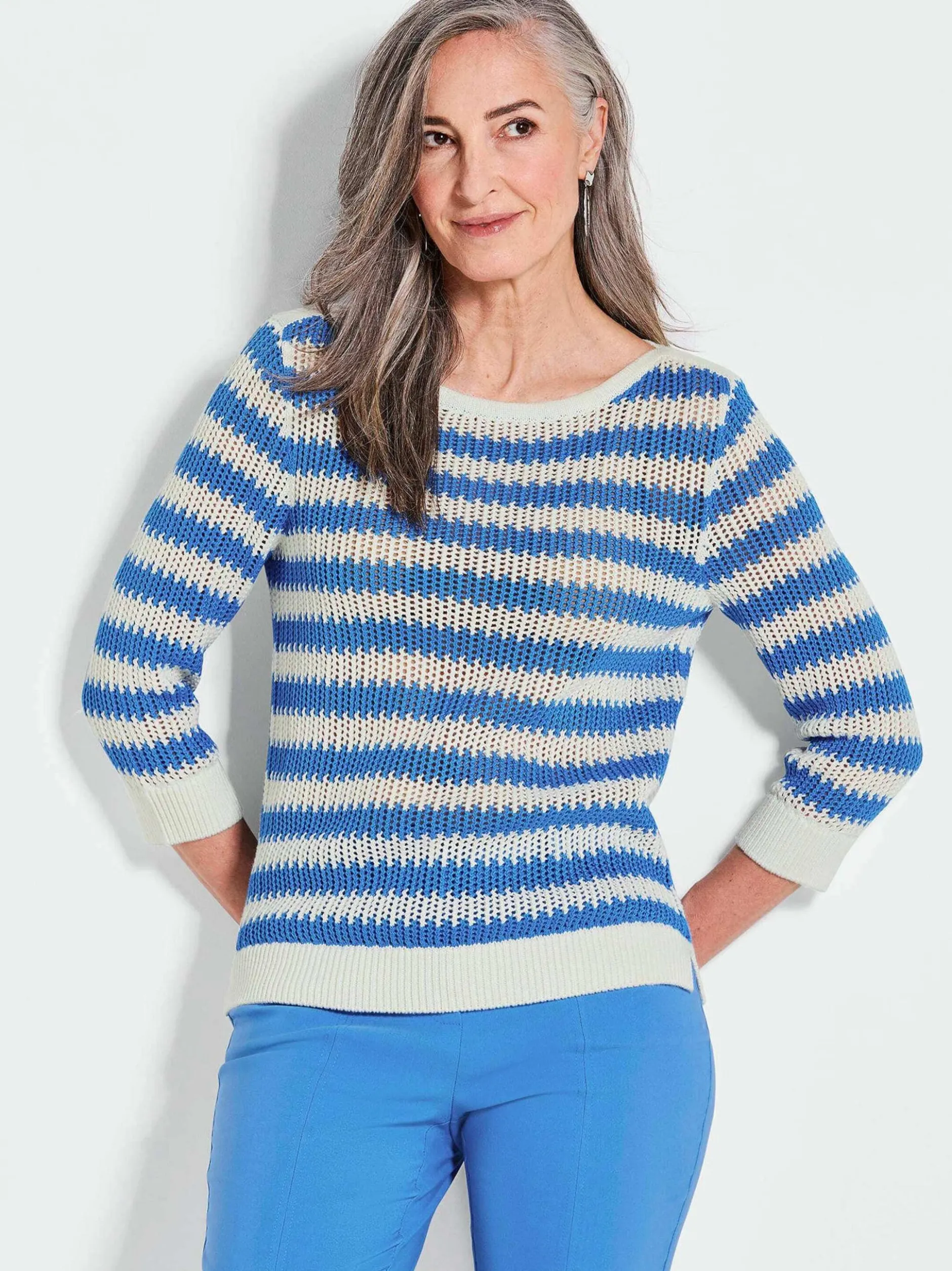Goldner Damen Strickpullover - Kurzgröße in weiß