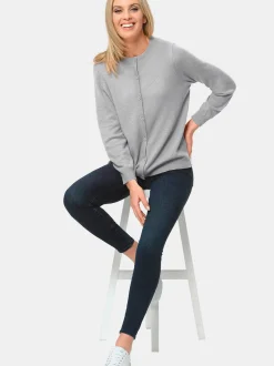 Goldner Damen Strickpullover - Kurzgröße in melange