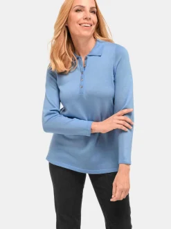 Goldner Damen Strickpullover - Kurzgröße in blau