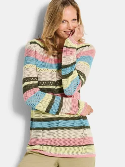 Goldner Damen Strickpullover - Kurzgröße in mehrfarbig