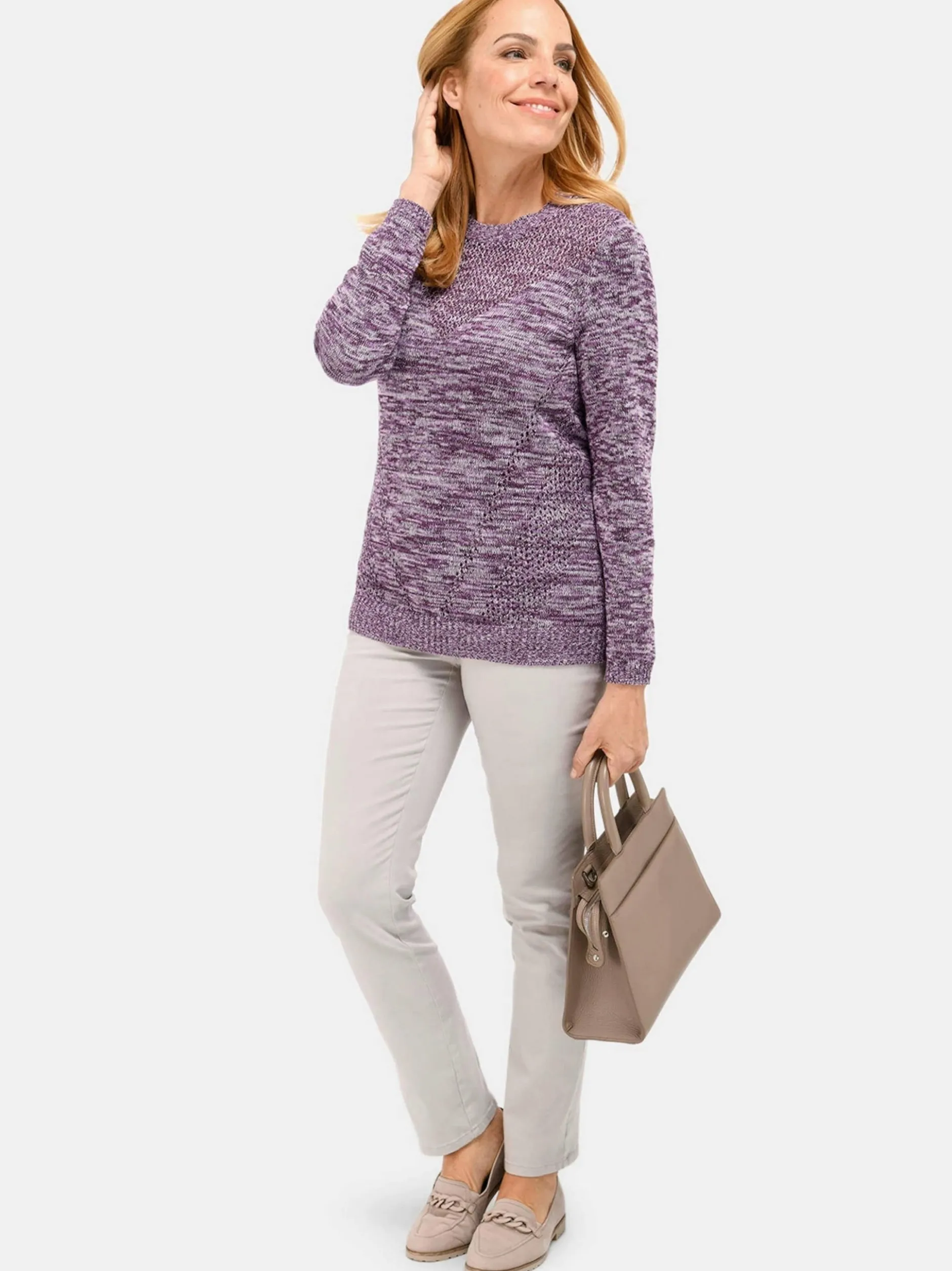 Goldner Damen Strickpullover in flieder - Ärmel: langarm