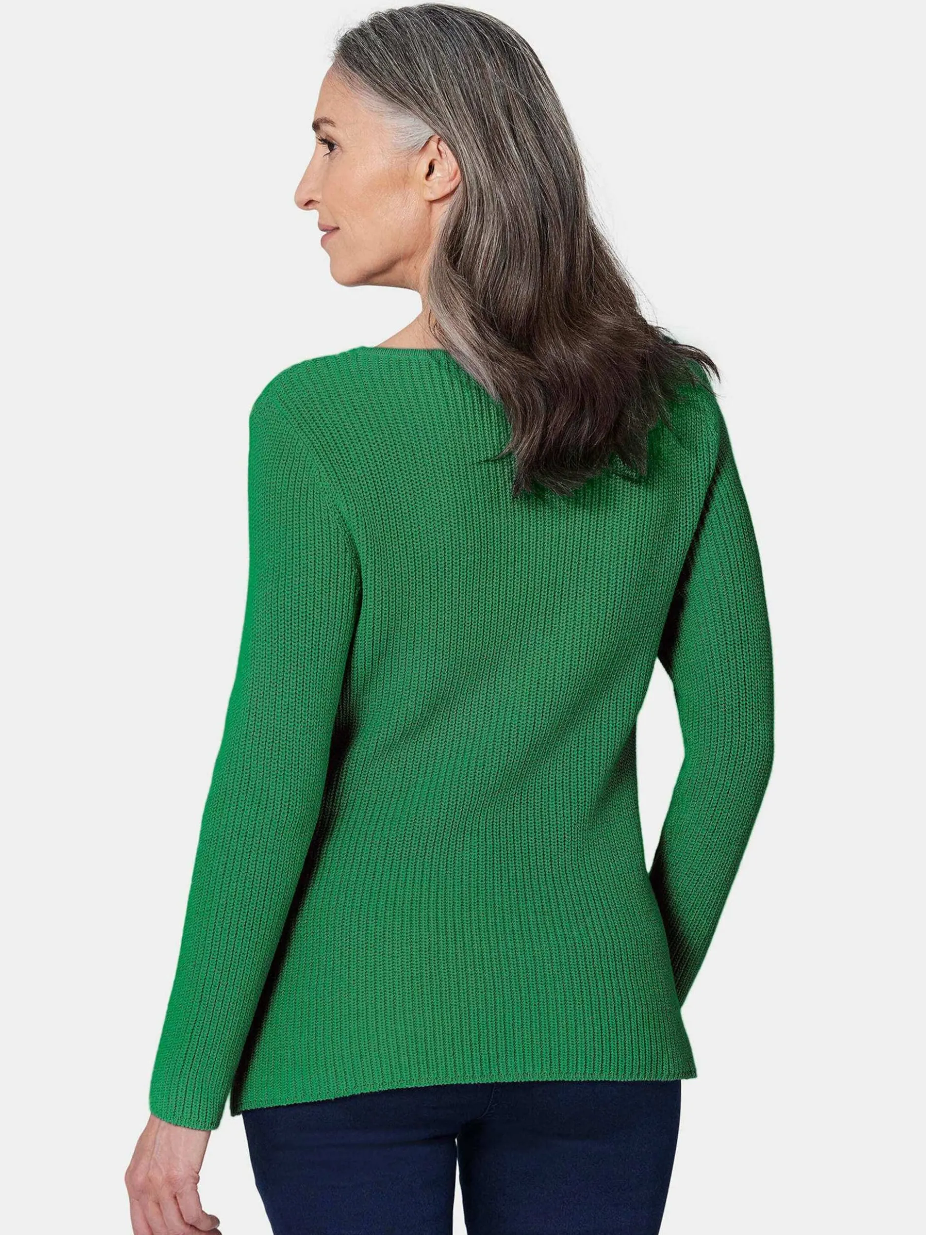 Goldner Damen Strickpullover in grün - Ärmel: langarm