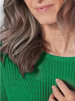 Goldner Damen Strickpullover in grün - Ärmel: langarm