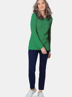 Goldner Damen Strickpullover in grün - Ärmel: langarm