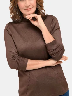 Goldner Damen Strickpullover in taupe - Ärmel: langarm