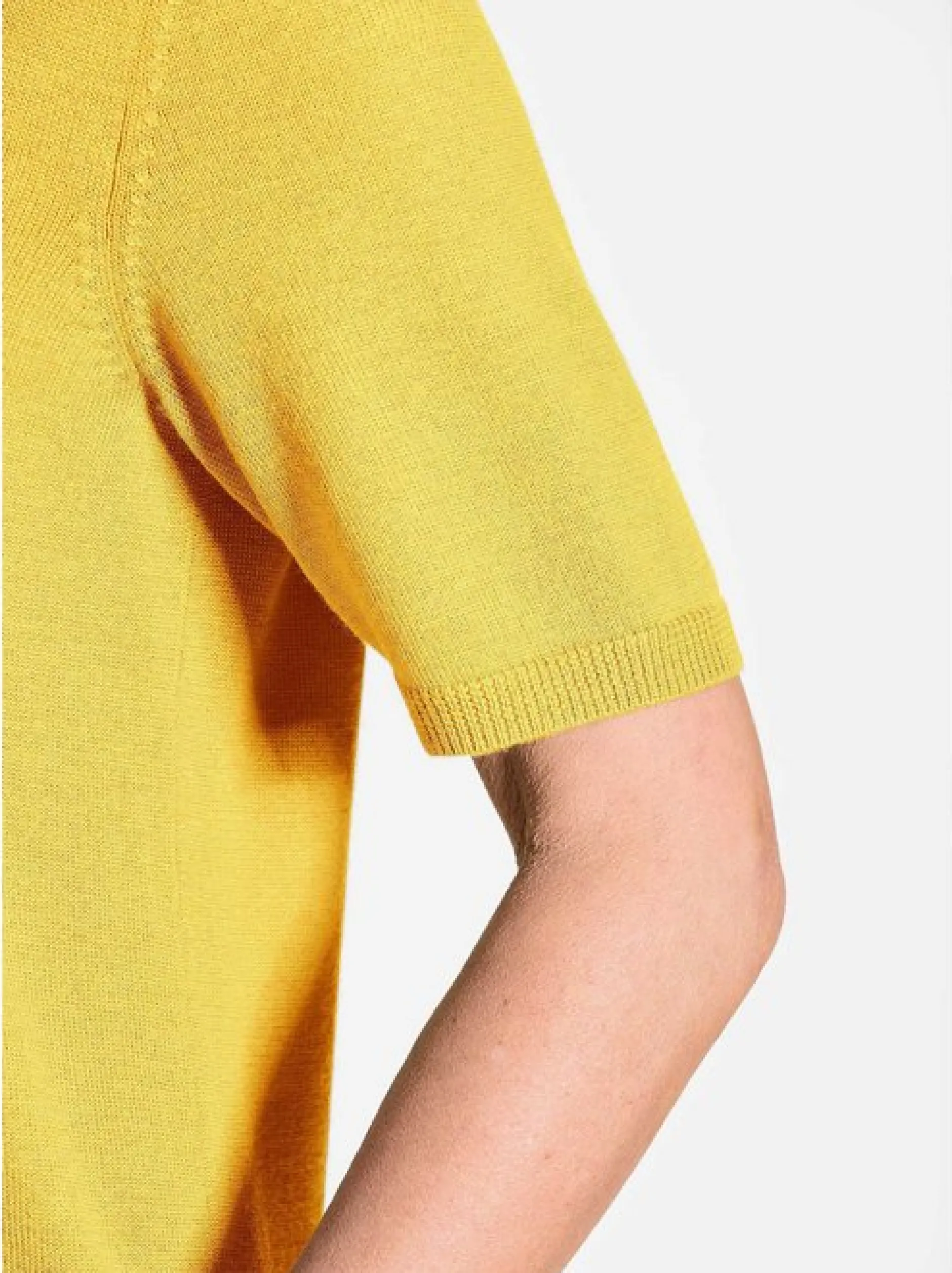Goldner Damen Strickpullover in gelb - Ärmel: Halbarm