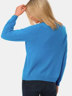 Goldner Damen Strickpullover - Kurzgröße in blau