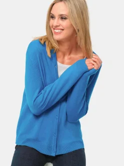 Goldner Damen Strickpullover - Kurzgröße in blau