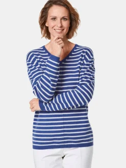 Goldner Damen Strickpullover in weiß - Ärmel: langarm