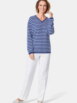 Goldner Damen Strickpullover in weiß - Ärmel: langarm
