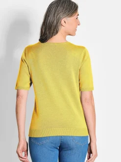 Goldner Damen Strickpullover - Kurzgröße in gelb