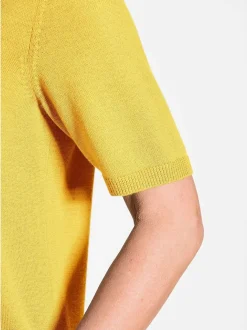 Goldner Damen Strickpullover - Kurzgröße in gelb