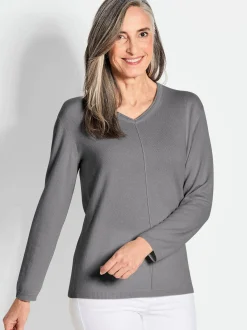 Goldner Damen Strickpullover in grau - Ärmel: langarm