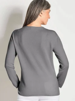 Goldner Damen Strickpullover in grau - Ärmel: langarm