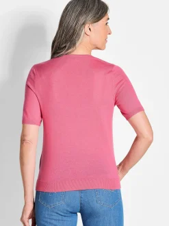 Goldner Damen Strickpullover in pink - Ärmel: Halbarm