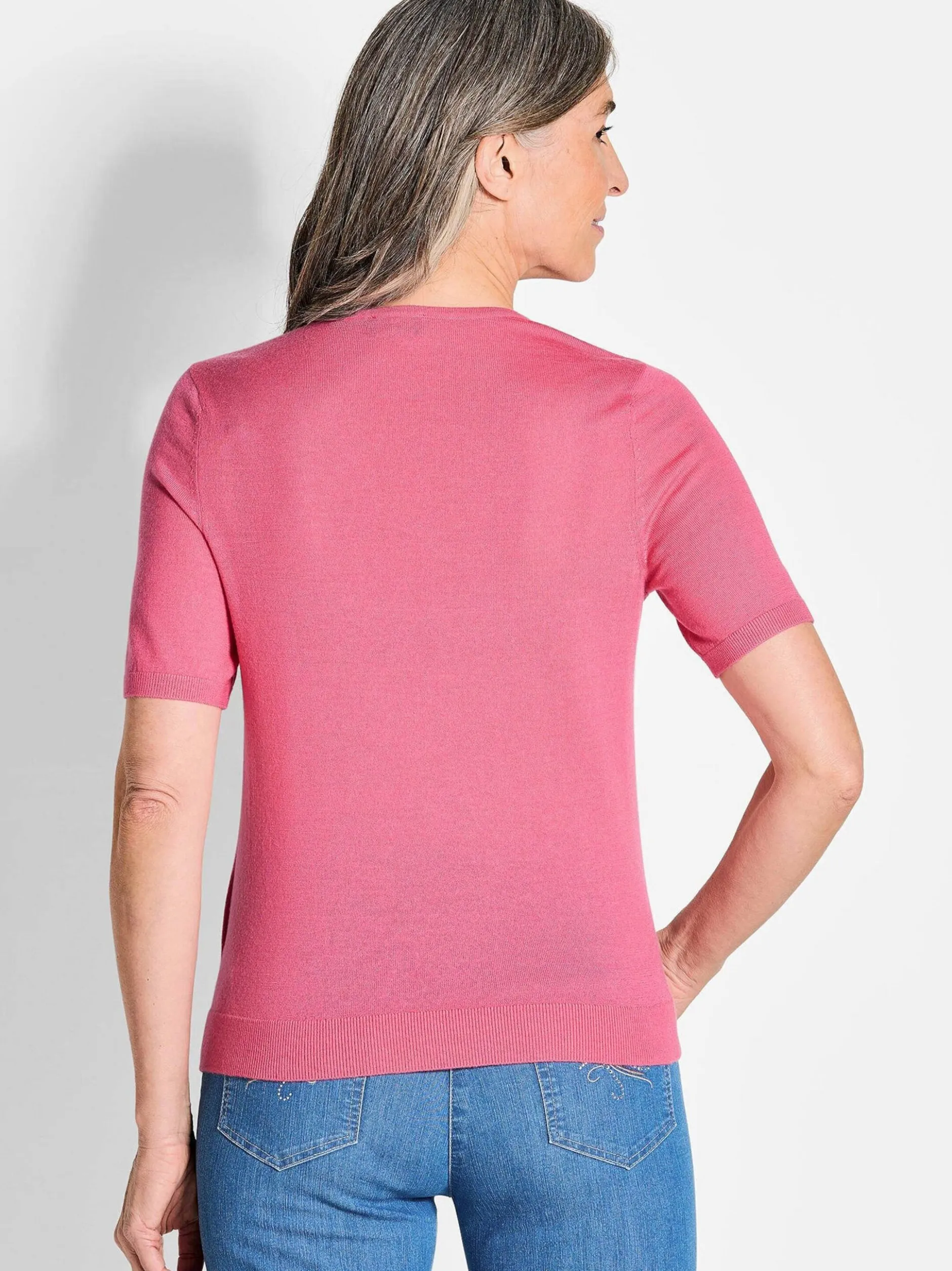 Goldner Damen Strickpullover in pink - Ärmel: Halbarm