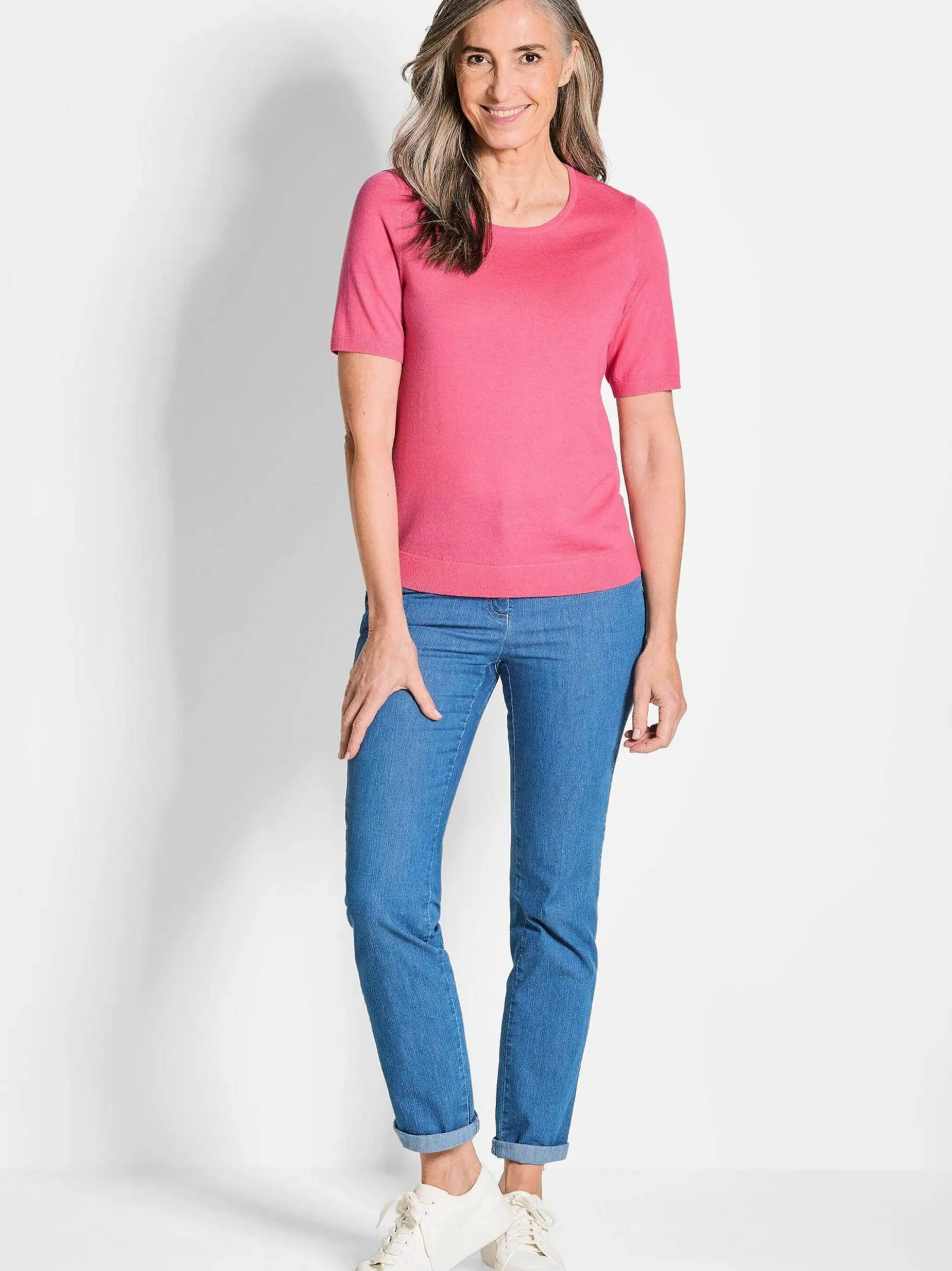 Goldner Damen Strickpullover in pink - Ärmel: Halbarm