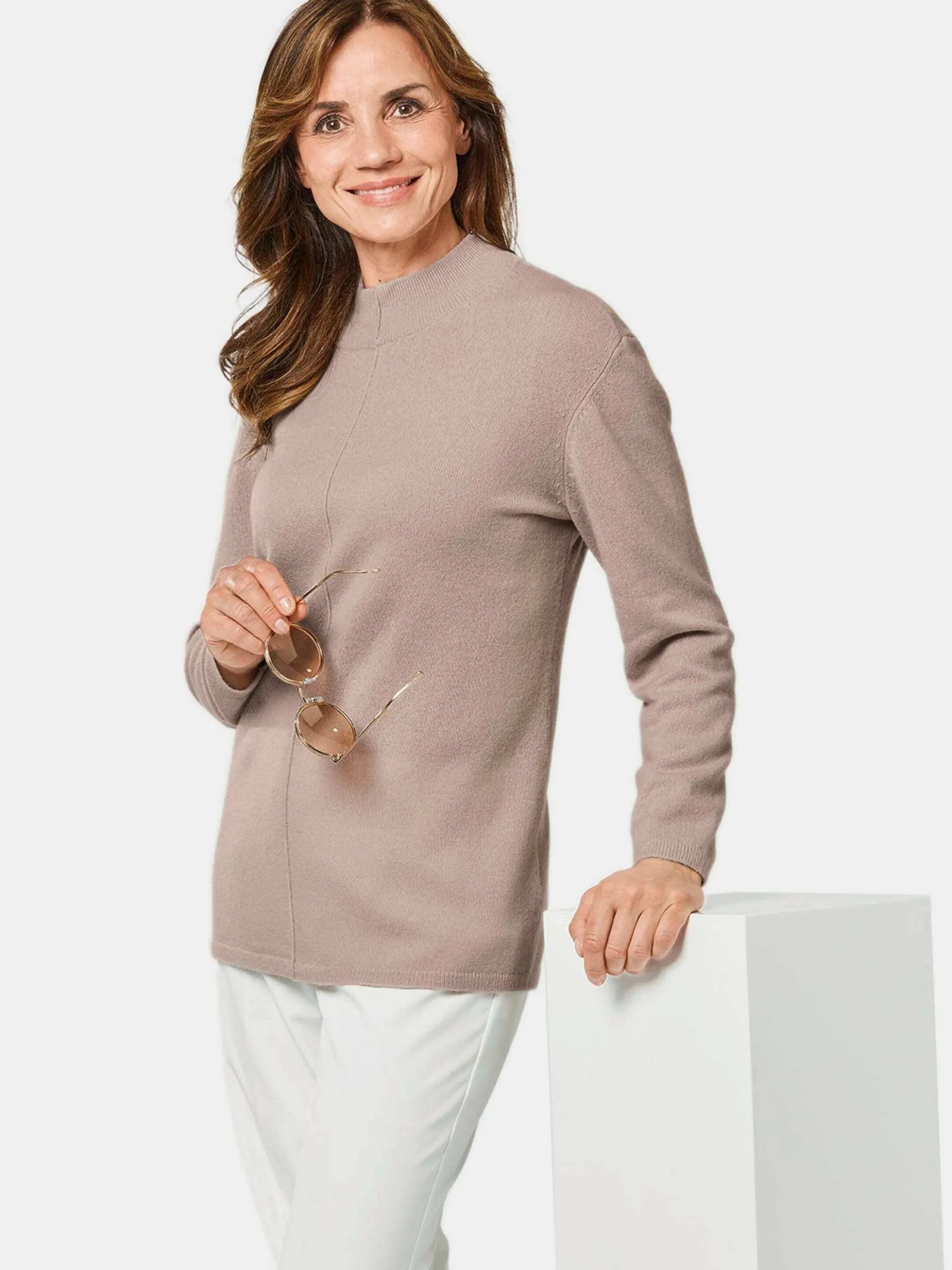 Goldner Damen Strickpullover in sand - Ärmel: langarm