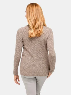 Goldner Damen Strickpullover in taupe - Ärmel: langarm