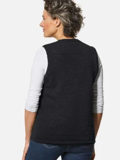 Goldner Damen Strickwesten in schwarz - Ärmel: ohne Arm